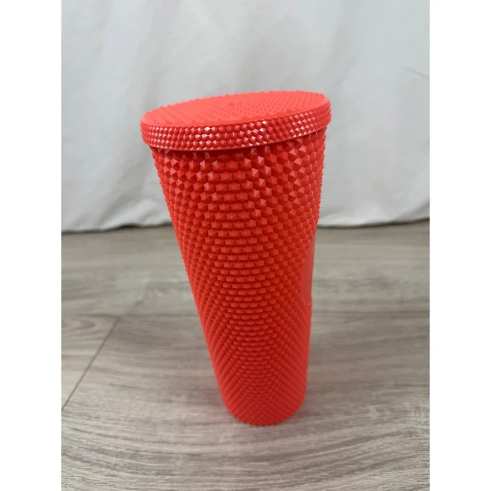 Starbucks Summer‎ 2022 Bling Studded Dragon Fruit Coral 24oz Tumbler No Straw